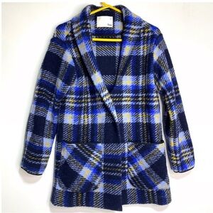 Aritzia Wilfred Free Blue Plaid Jacket